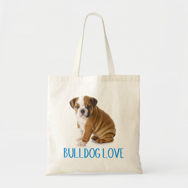 Love English Bulldog Puppy Dog Tote Bag (Front)