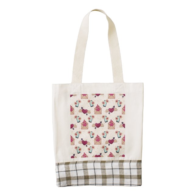 love envelopes and mobile phones zazzle HEART tote bag (Front)