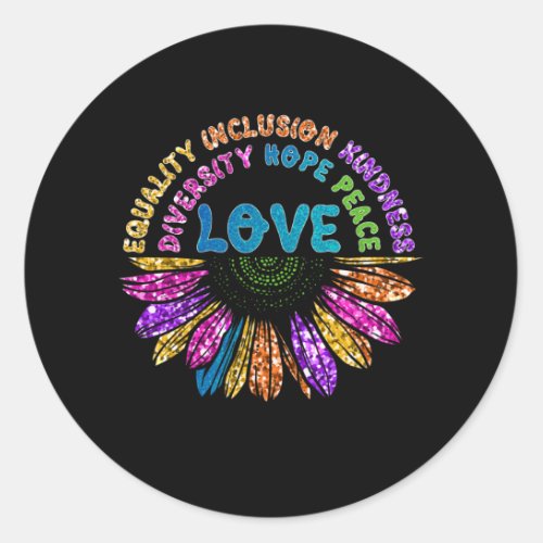 LOVE Equality Inclusion Diversity Hope Peace Classic Round Sticker
