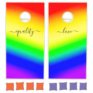 Love Equality LGBT Rainbow Pride Ombre Gradient Cornhole Set