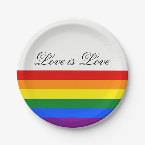 Love Equality Rainbow Flag LGBT Lesbian Gay Pride Paper Plates