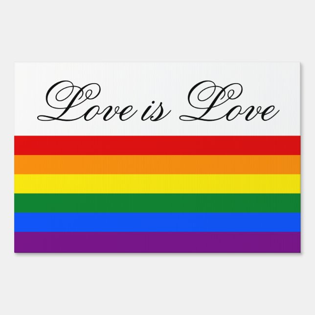 Love Equality Rainbow Flag LGBT Lesbian Gay Pride Sign (Front)
