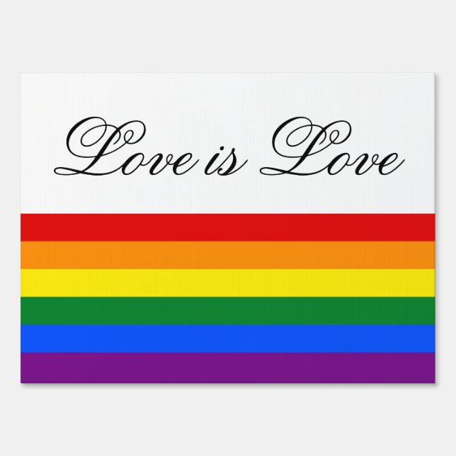 Love Equality Rainbow Flag LGBT Lesbian Gay Pride Yard Sign (Front)