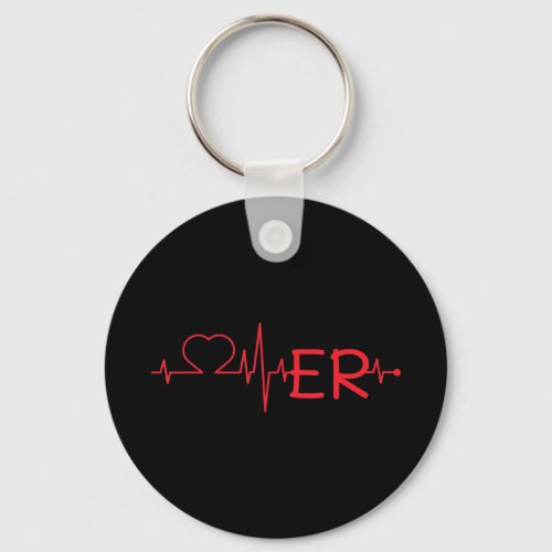 Love ER Heartbeat doctor nurse hospice workers LOV Keychain