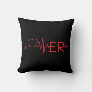 Love ER Heartbeat doctor nurse hospice workers LOV Throw Pillow