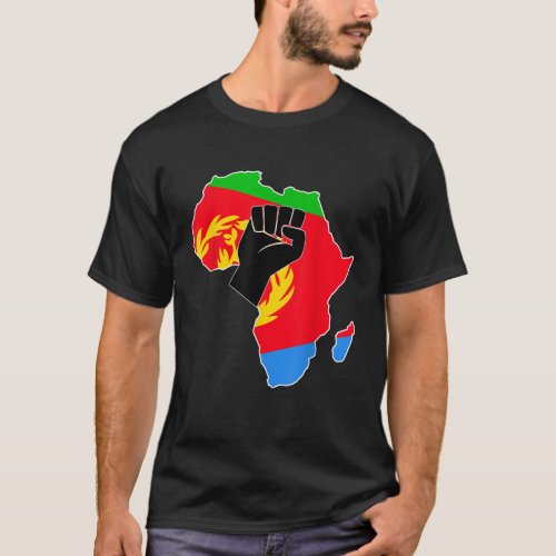 Love Eritrea With Eritrean Flag In Africa Map Rais T_Shirt