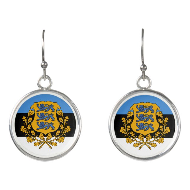 Love Estonia & Estonian Flag fashion / sports fan Earrings (Front)