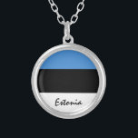 Love Estonia & Estonian Flag fashion / sports fans Silver Plated Necklace<br><div class="desc">Necklace (fashion): Estonia,  Emblem & Estonian Flag fashion design - love my country,  travel,  holiday,  country patriots / sports fans</div>