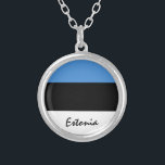 Love Estonia & Estonian Flag fashion / sports fans Silver Plated Necklace<br><div class="desc">Necklace (fashion): Estonia,  Emblem & Estonian Flag fashion design - love my country,  travel,  holiday,  country patriots / sports fans</div>