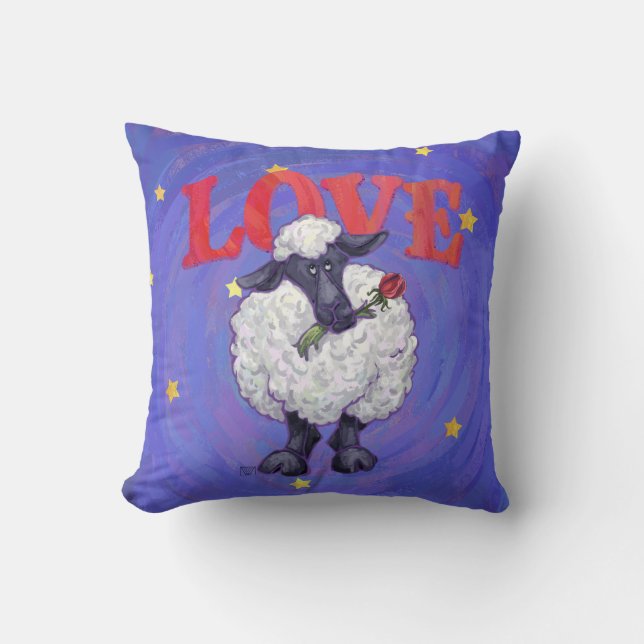 Love EWE Heads and Tails Sheep Throw Pillow (Front)
