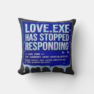 Love Exe Blue Screen Death Y2K Tech Funny Coder Pr Throw Pillow