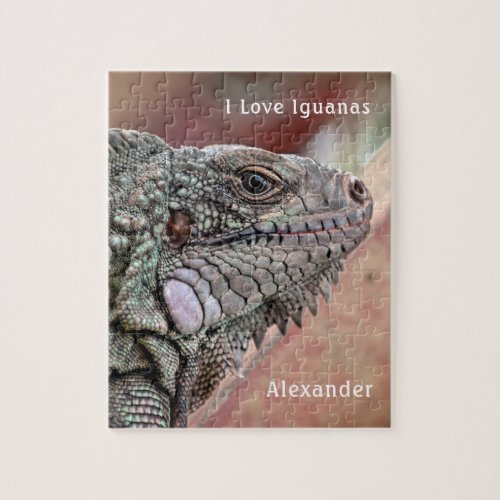 Love Exotic Reptile Iguana Pet Photo Personalize Jigsaw Puzzle