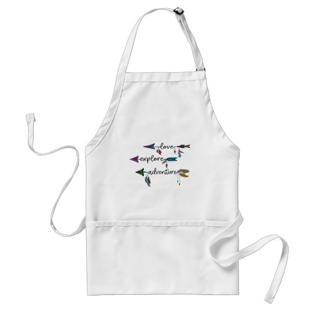 Love Explore Adventure Arrow Tribal Boho Design Adult Apron (Front)