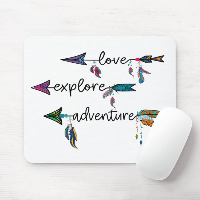 Love Explore Adventure Arrow Tribal Boho Design Mouse Pad (With Mouse)