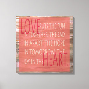Love expressive poem rustic sign wall canvas