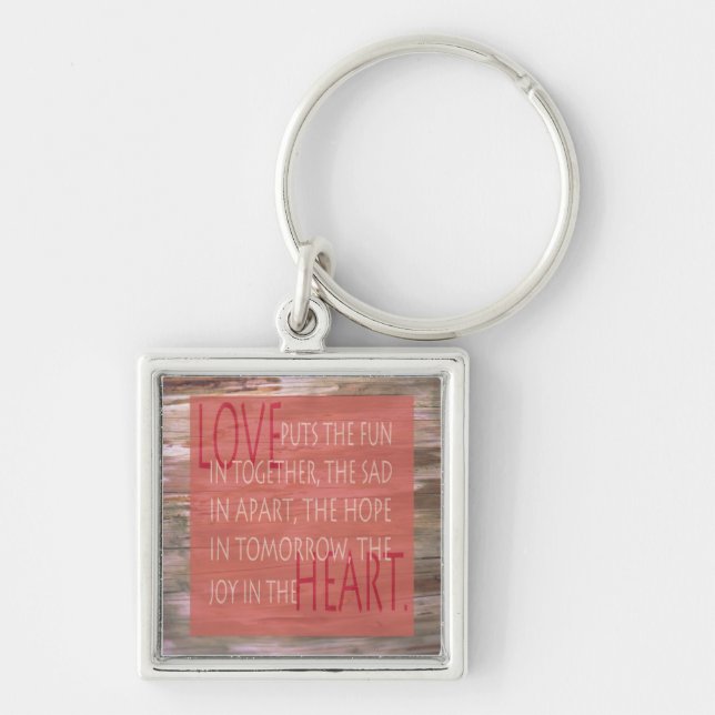 Love expressive poem rustic wood sign keychain (Front)
