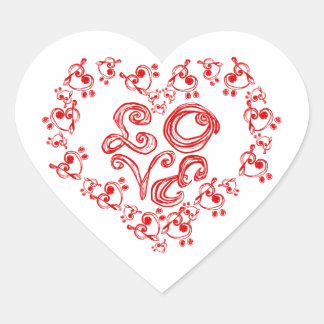 LOVE Fabric Font Red Letter Heart Treble Bass Clef Heart Sticker