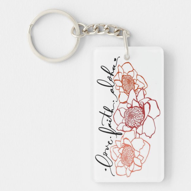 Love-Faith-Aloha Torch Ginger Keychain (Front)