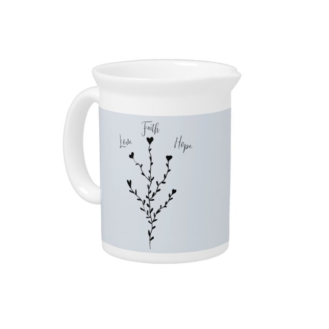 Love Faith Hope in Blue Tall  Beverage Pitcher (Left)