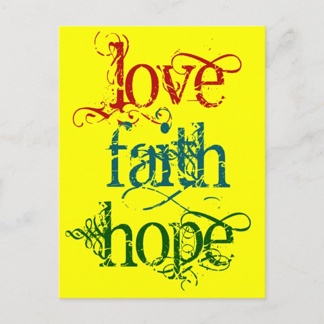 LOVE FAITH HOPE POSTCARD (Front)