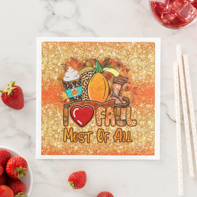 Love Fall Autumn Customize Color Paper Dinner Napkins (Insitu)
