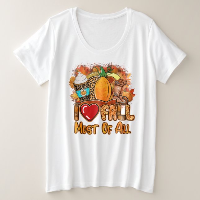 Love Fall Autumn Customize Plus Size T-Shirt (Design Front)