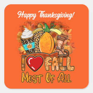Love Fall Autumn Customize Square Sticker