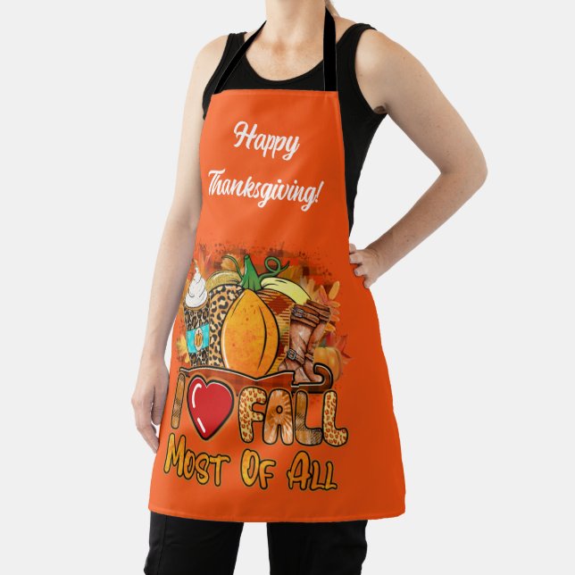 Love Fall Autumn Customize Text and Color Apron (Insitu)