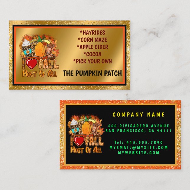 Love Fall Autumn Customize Text and Color Business Card (Front/Back)