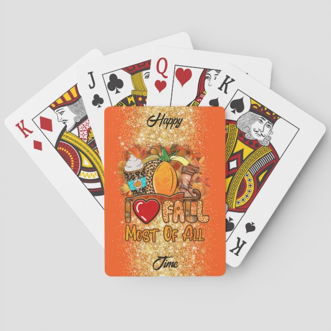 Love Fall Autumn Customize Text and Color Poker Cards (Back)