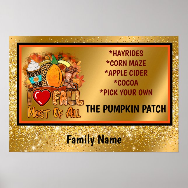Love Fall Autumn Customize Text and Color Poster (Front)