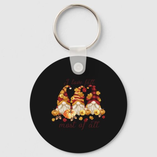 Love Fall Most Of All Cute Gnomies Pumpkin Fall Au Keychain