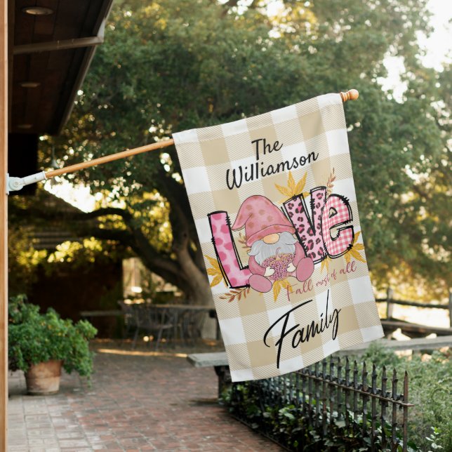 Love Fall Most of All Gnome House Flag (In SItu)