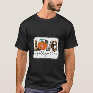 Love Fall Y'All Autumn Season Leopard Print Pumpki T-Shirt