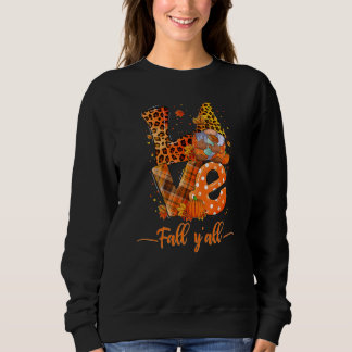 Love Fall Y'All Leopard Fall Pumpkin Thanksgiving Sweatshirt