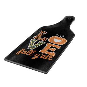 Love Fall Y'All Leopard Print Fall Thanksgiving  Cutting Board