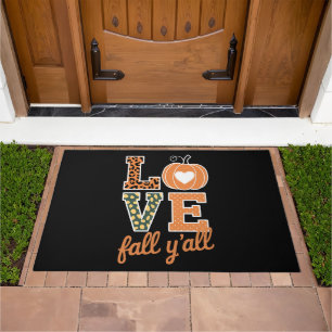 Love Fall Y'All Leopard Print Fall Thanksgiving Doormat