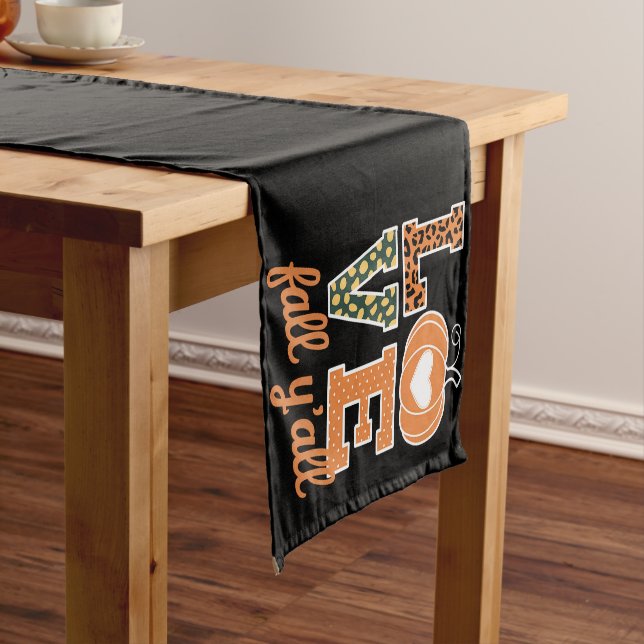 Love Fall Y'All Leopard Print Fall Thanksgiving  Short Table Runner (In Situ)