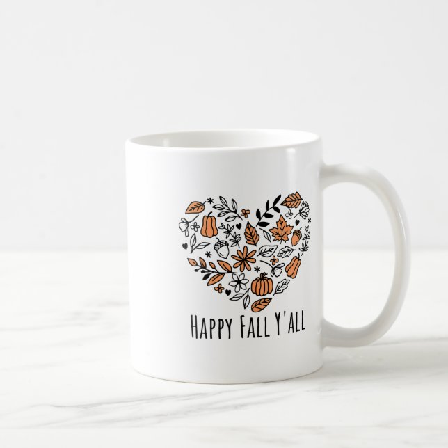 Love Fall Y'all Leopard Pumpkin Autumn Season Wome Coffee Mug (Right)