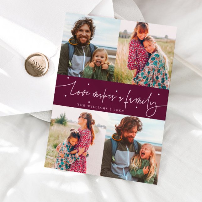Love Family Cranberry Valentines Day Photo Holiday Card (Creator Uploaded)