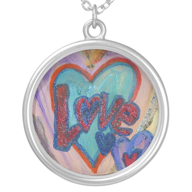 Love Family Hearts Pendant Necklace (Front)