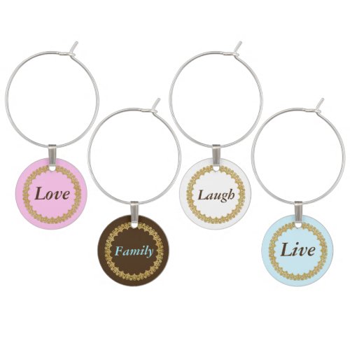 Love family laugh live Wine Charms Pastel