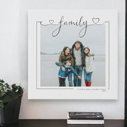 Love Family Personalized Photo and Text Typography Faux Canvas Print