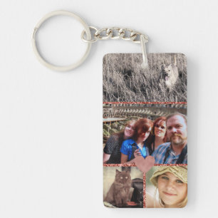 Love Family Photo Collage Girly Heart Keychain