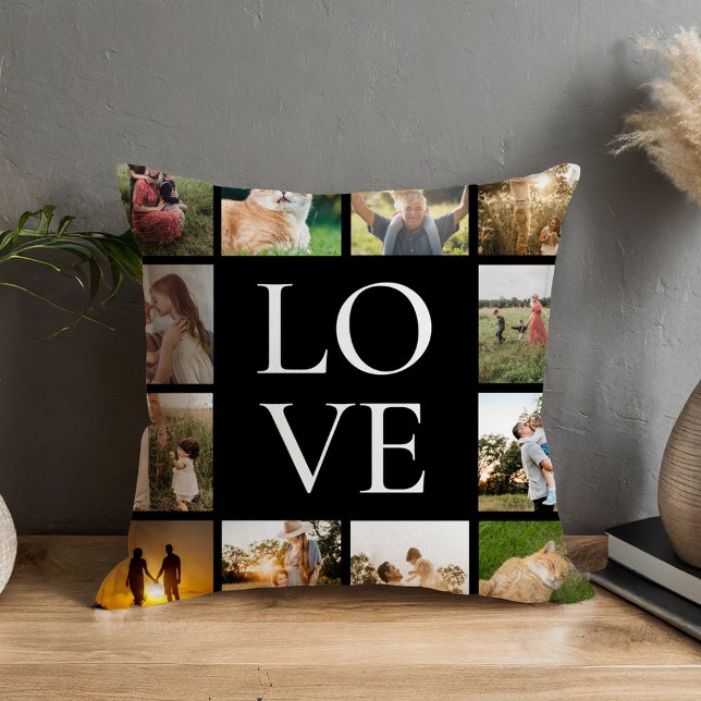 Love Family Photo Collage Personalized Throw Pillow (Creator Uploaded)