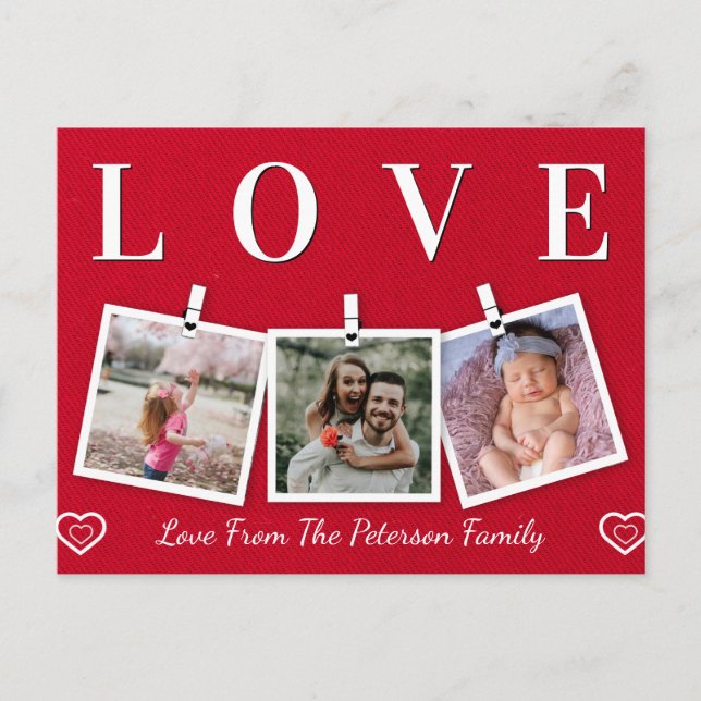 Love Family Photo Valentine's Postcard (Front)