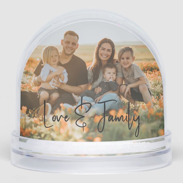 Love & Family Simple Modern Photo Template Custom Snow Globe (Front)