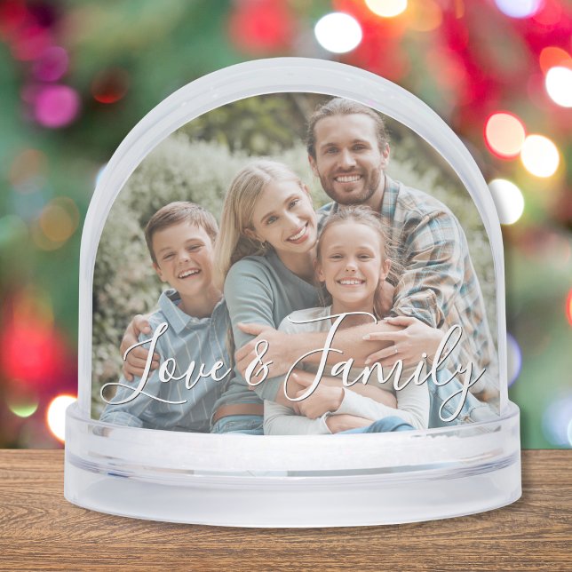 Love & Family Simple Modern Photo Template Custom Snow Globe (Creator Uploaded)