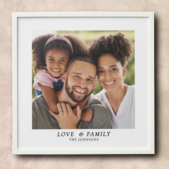 Love & Family Simple Photo Template Custom Name Peel And Stick Photo Tile (Creator Uploaded)