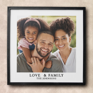 Love & Family Simple Photo Template Custom Name Peel And Stick Photo Tile